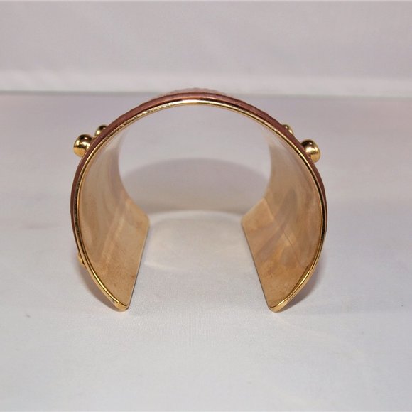 Vince Camuto X-Wide Leather Studded Cuff Bangle - Picture 5 of 7